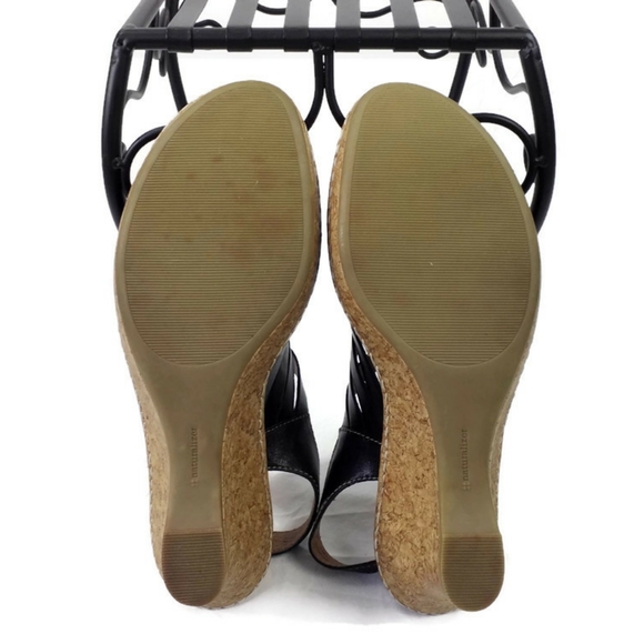 Naturalizer Thanya Black Leather Criss Cross Cork Platform Sandals Womens 11 - Picture 11 of 11